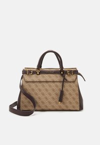 Guess SESTRI LOGO LUXURY SATCHEL - Käekott - latte logo/brown