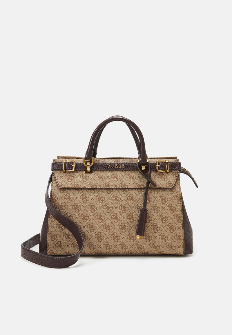 Guess SESTRI LOGO LUXURY SATCHEL - Käekott - latte logo/brown