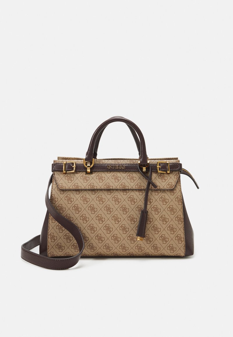 Guess - SESTRI LOGO LUXURY SATCHEL - Torbica - latte logo/brown, Povečajte