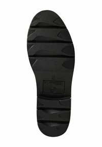 Suola di scarpa nera in gomma con grip testurizzato, scanalature orizzontali e marcatura di taglia 37 con logo del marchio al centro.