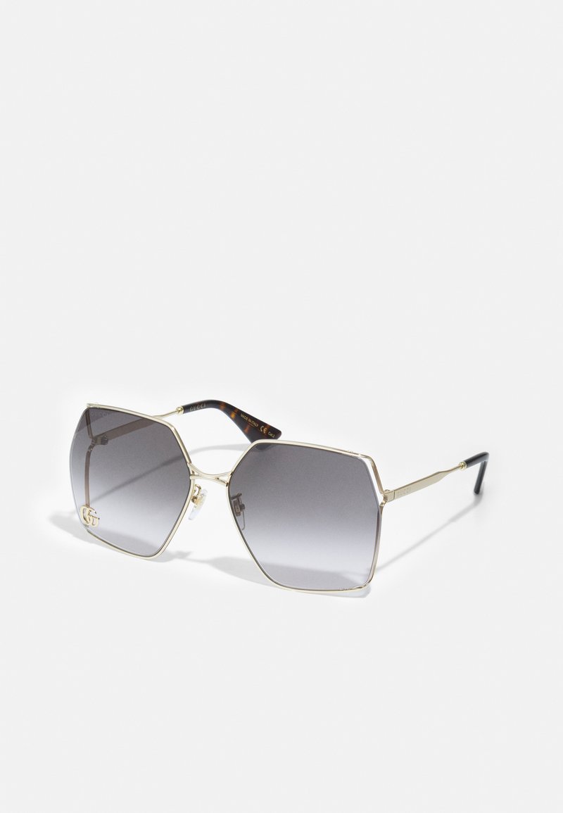 Gucci GG FORK OVERSIZED SQUARE METAL SUNGLASSES - Sunglasses - gold-coloured/grey