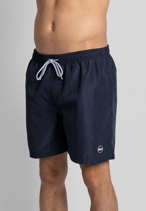 Marine zwemshorts van lichtgewicht stof, met een elastische tailleband met strikkoord en een logopatch op de zoom.