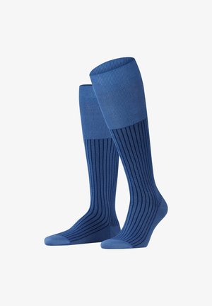FALKE, Oxford Stripe - Kniekousen - dusty blue (6845)