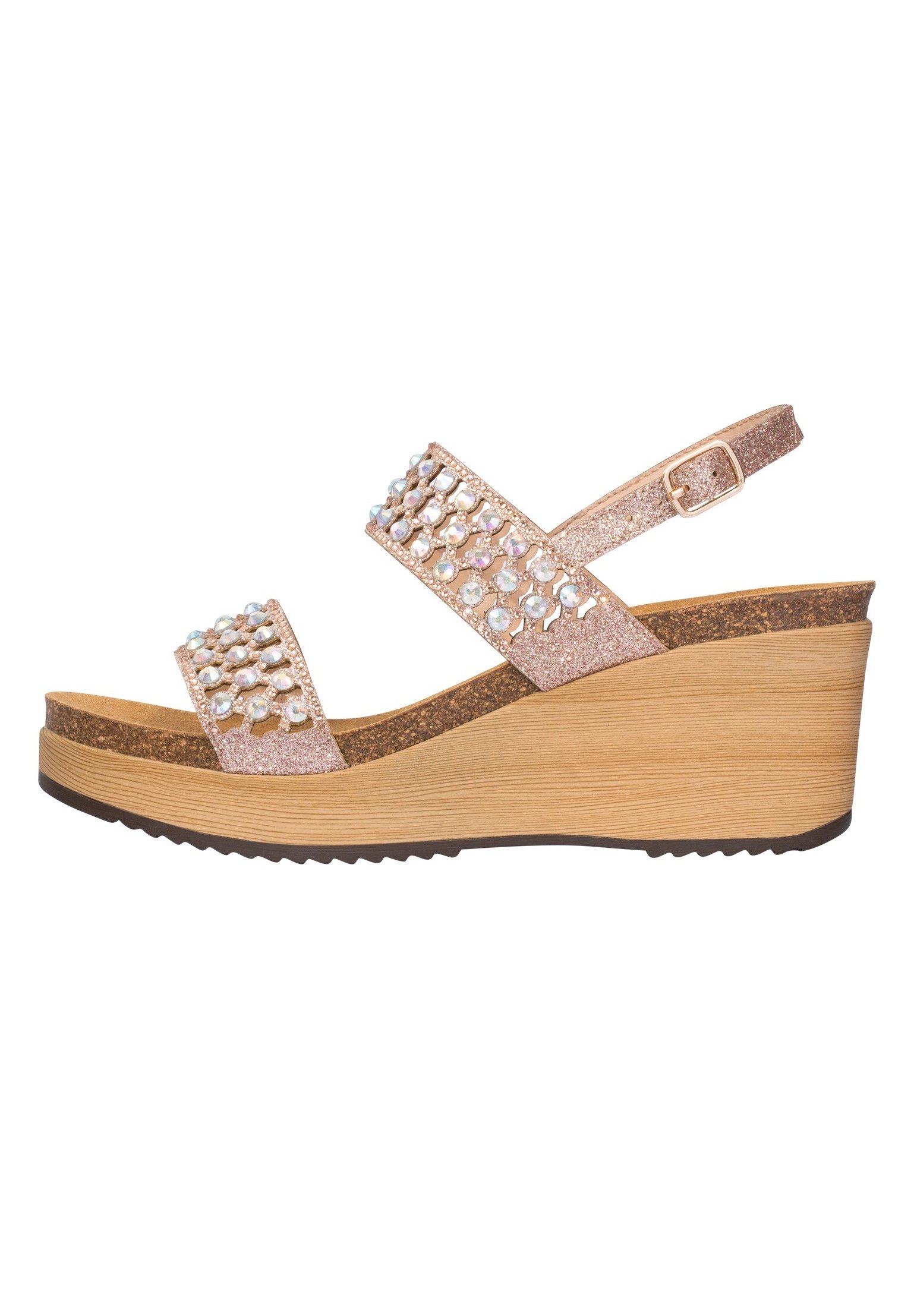 sandali con zeppa oro