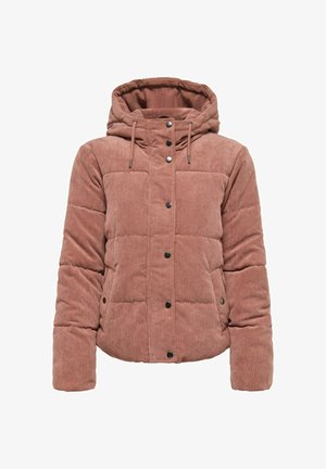 JDY, JDYVITA CORD SHORT HOOD PUFFER OTW YFM - Veste d'hiver - russet