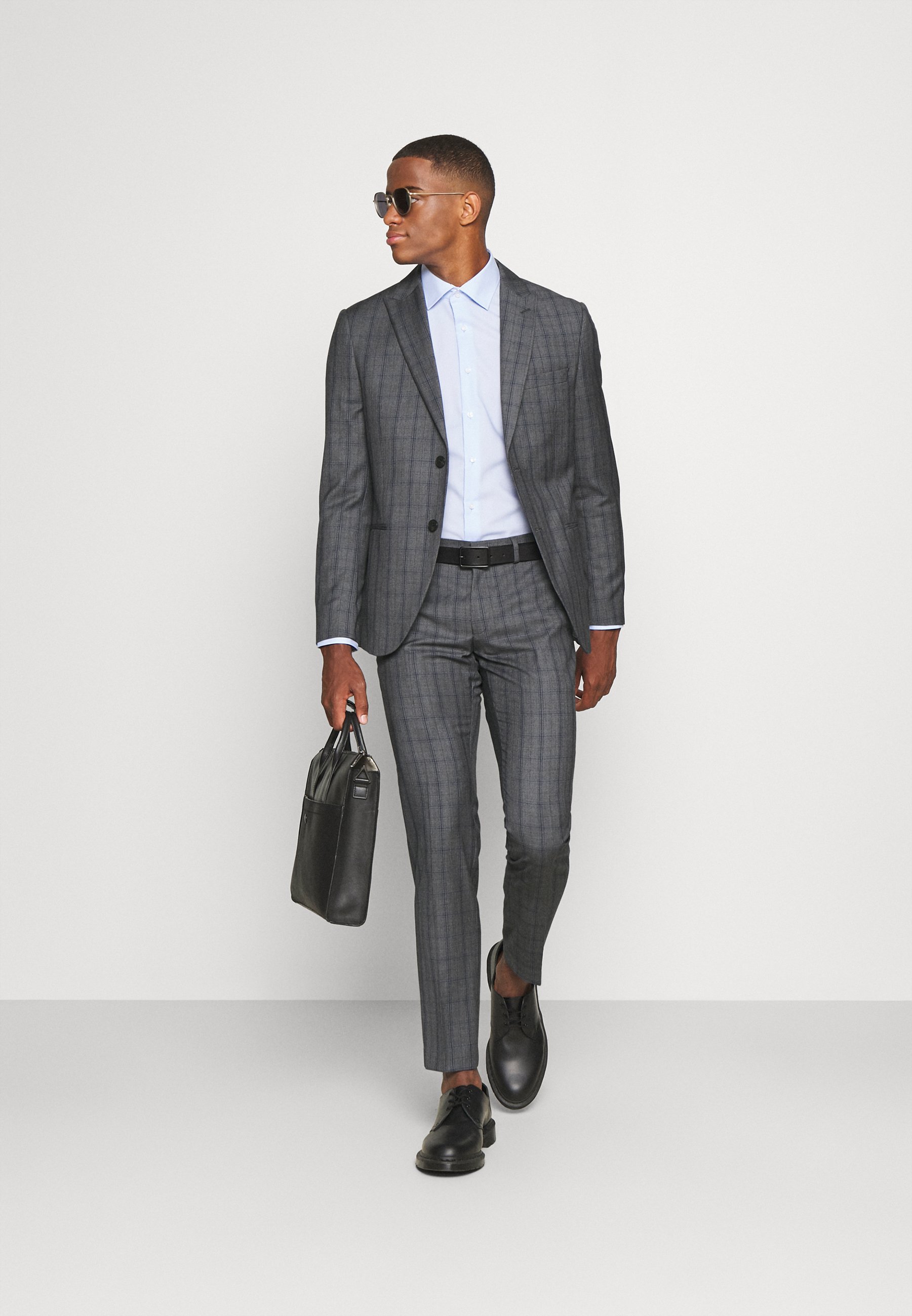 Isaac Dewhirst CHECK SUIT - Kostiumas - blue/pilka - Zalando.lt