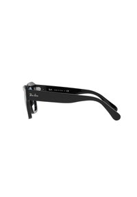 Occhiali da sole Ray-Ban neri con un design elegante, lenti rettangolari e stanghette curve. Il telaio interno presenta un logo argento e dettagli sulle cerniere.