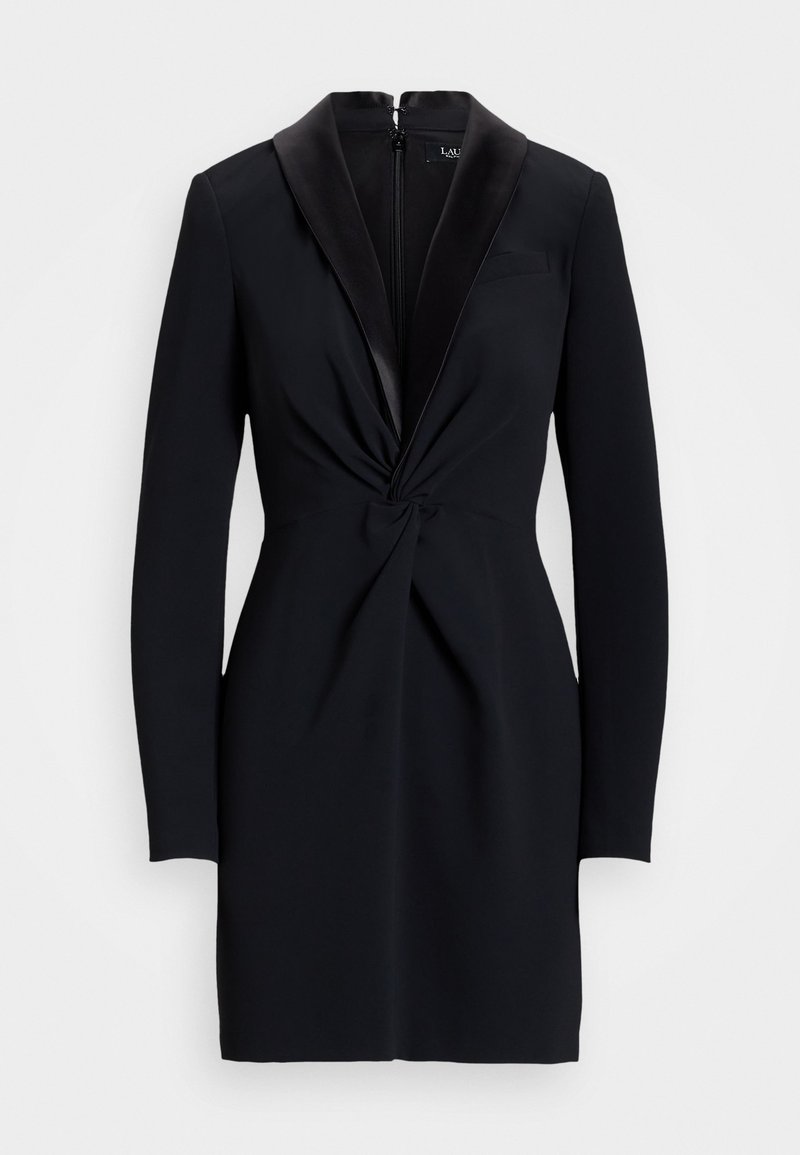 ralph lauren satin trim crepe cocktail dress Lauren Ralph Lauren SATIN-TRIM CREPE COCKTAIL DRESS - Cocktail dress /  Party dress - black