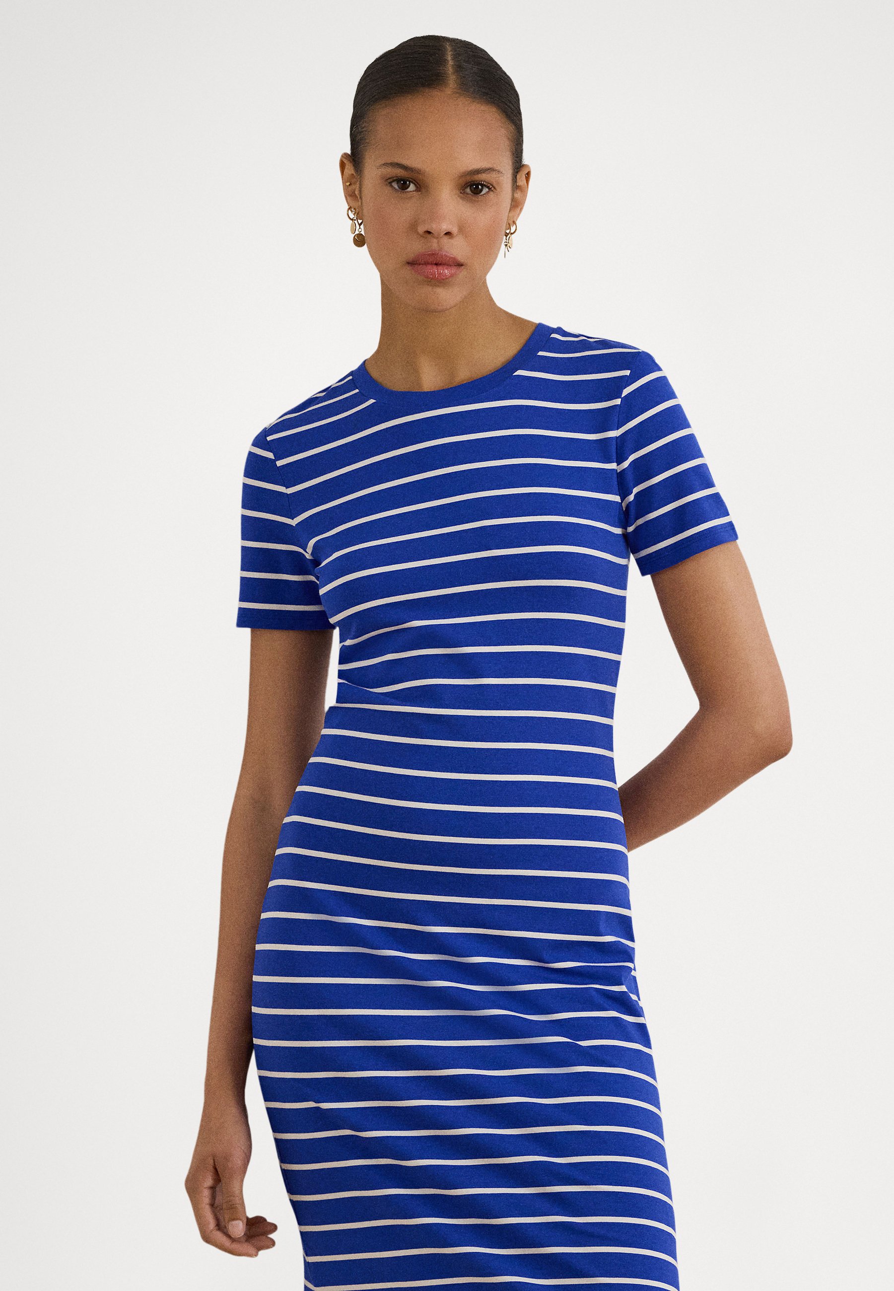 Lauren Ralph Lauren STRIPED COTTON-BLEND JERSEY TEE DRESS - T-Shirt Dress