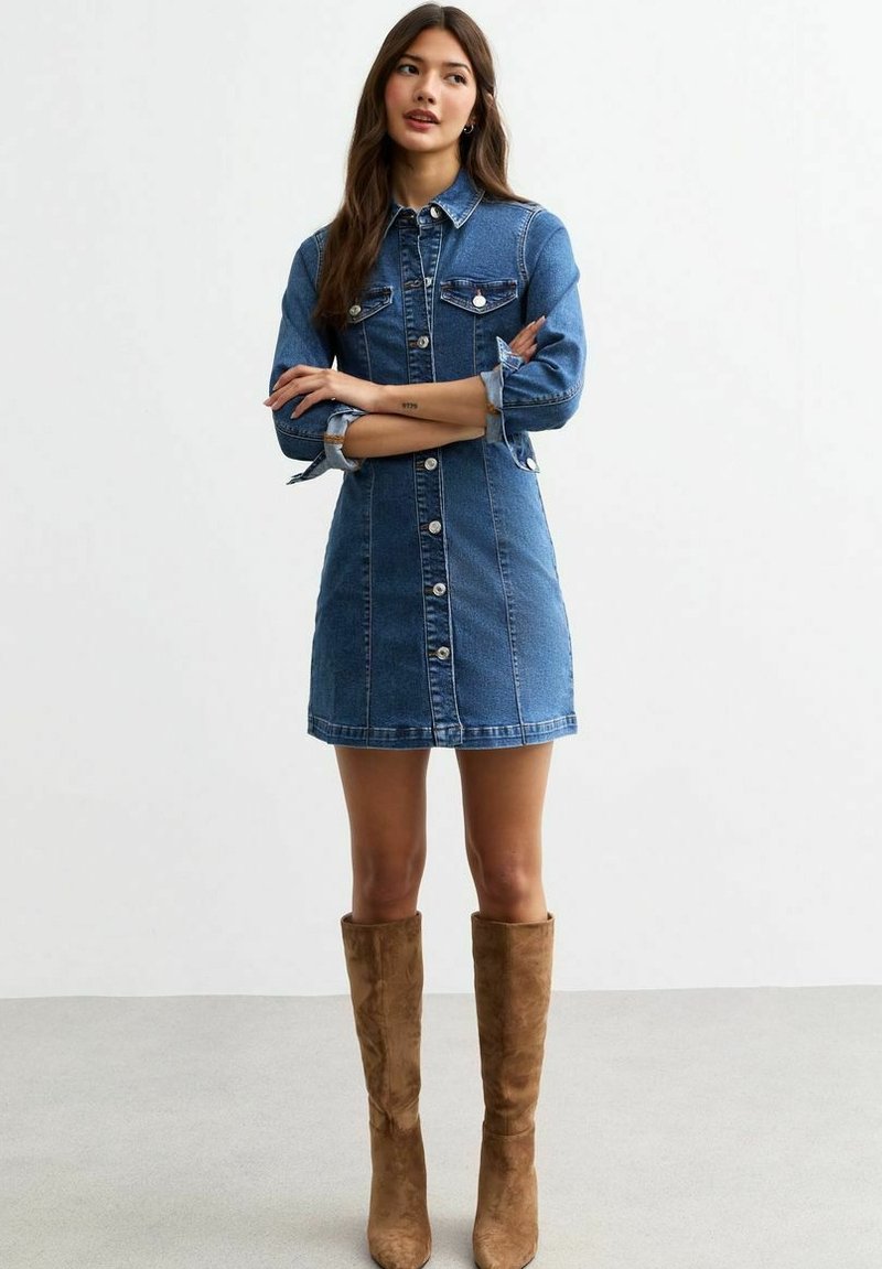 New Look WESTERN Vestido vaquero blue pattern/azul