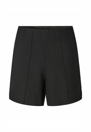 Sorte skræddersyede shorts med forreste syninger og en let udvidet ben, designet til et rent og poleret look.