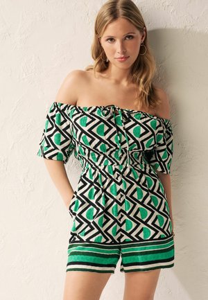 OFF SHOULDER PETITE - Tuta jumpsuit - green geometric