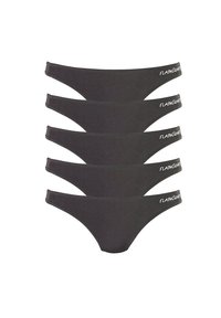 Schwarze Bikini-Briefs im Fünferpack. Hergestellt aus einem glatten Stoff, mit verstellbaren Seitenriemen und einem Logo am Taillenbund.
