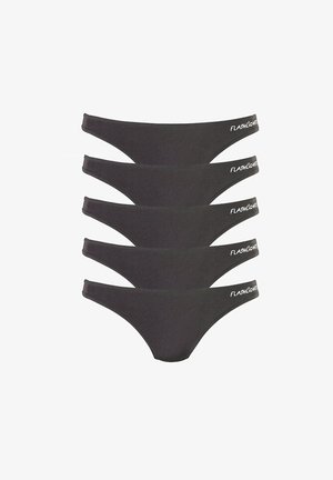 Schwarze Bikini-Briefs im Fünferpack. Hergestellt aus einem glatten Stoff, mit verstellbaren Seitenriemen und einem Logo am Taillenbund.