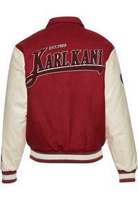 Karl Kani CHEST SIGNATURE BLOCKCOLLEGE - Giubbotto Bomber - darkred offwhite