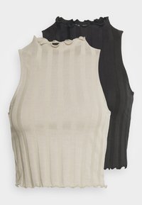 2 PACK - Top - black/beige