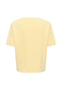 T-shirt simple jaune clair à manches courtes, vu de dos avec un col rond et une coupe décontractée.