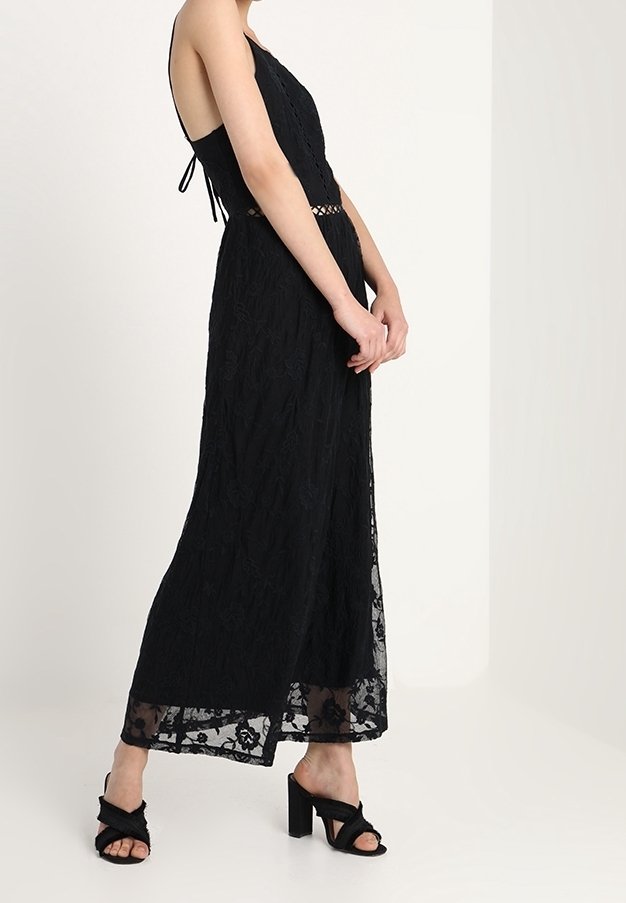 hollister black maxi dress Hollister Open Back Linen Blend Maxi Dress in Black
