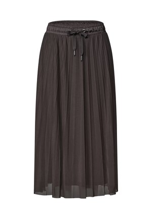 Street One, MIDI SKIRT MADE OF MESH WITH A PLEATED TEXTURE - Jupe trapèze - black coffee