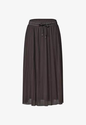 Street One, MIDI SKIRT MADE OF MESH WITH A PLEATED TEXTURE - A-Linien-Rock - black coffee