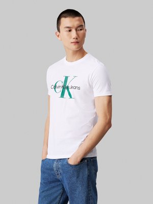 Calvin Klein Jeans SEASONAL MONOLOGO TEE - Marškinėliai su spaudiniu - bright white