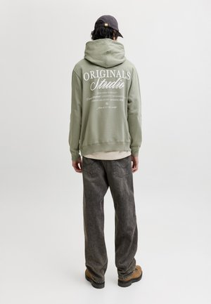 Jack & Jones JORNORREBRO TYPO BACK SWEAT HOOD SN - Φούτερ με κουκούλα - seagrass