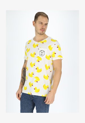 Blount & Pool TROPICAL POCKET - T-Shirt print - white yellow duck