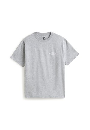 Grå bomuld T-shirt med rund hals, korte ærmer og et lille "Vans Off The Wall"-logo trykt på venstre brystområde.