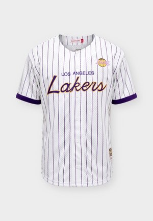Mitchell & Ness, HEAD COACH STRIPED BUTTON FRONT LOS ANGELES LAKERS - T-shirt de sport - white