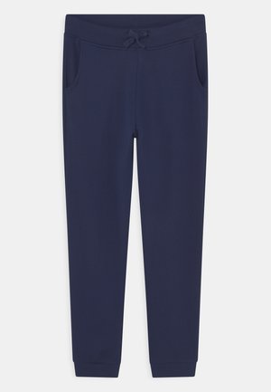 Pantaloni sportivi blu navy realizzati in tessuto morbido, con vita elasticizzata, tasche anteriori e gambe affusolate con polsini elasticizzati.
