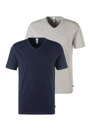 H.I.S 2 PACK - Unterhemd/-shirt - marine/grau meliert