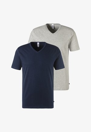 H.I.S 2 PACK - Unterhemd/-shirt - marine/grau meliert