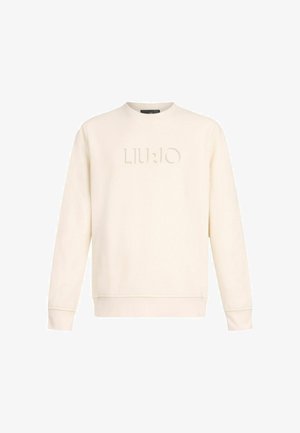 Hanorac crem cu guler rotund, mâneci lungi și un logo texturat LIU JO pe față. Fabricat dintr-un material moale cu un finisaj neted.