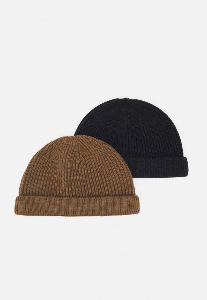 Only & Sons ONSSHORT BEANIE UNISEX 2 PACK - Huer - black/camel