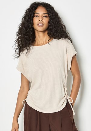WAFFLE RUCHED  - T-Shirt print - stone