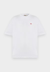 Λευκό T-shirt με κοντά μανίκια, στρογγυλή λαιμόκοψη και μικρό κόκκινο λογότυπο στην αριστερή περιοχή του στήθους.