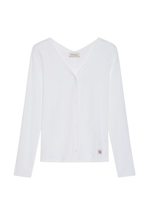 Calvin Klein Jeans, LABEL BUTTON - Μπλούζα με μακριά μανίκια - bright white