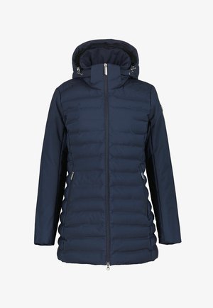 Námořnická zateplená bunda se zipem, nastavitelnou kapucí a bočními kapsami. Má prošívanou strukturu a hladký povrch.