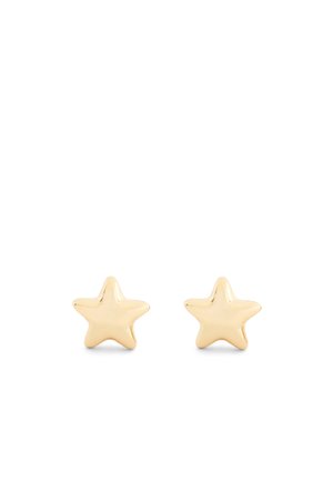 Pendientes en forma de estrella dorada con una superficie suave y brillante. Diseño simple, tamaño pequeño y sin adornos visibles.