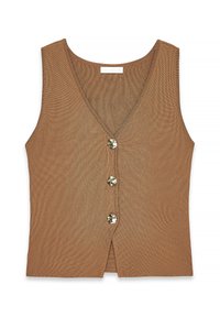 BUTTON DETAIL - Waistcoat - brown