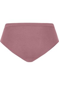Hoge taille slip in een stoffige rozenkleur, gemaakt van een gladde stof. Kenmerkt zich door een naadloze tailleband en een ontwerp met volledige bedekking en schone randen.