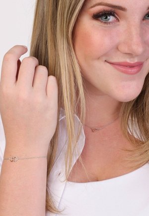 ZILVEREN SET 2 HARTEN - Necklace - zilver/rose