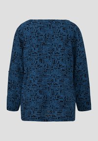 Top a maniche lunghe blu con motivo a labirinto. Materiale morbido con vestibilità comoda e scollo a barca.