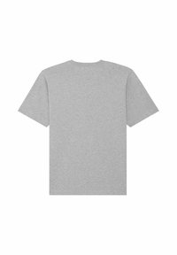 T-shirt uni gris clair à manches courtes, vu de dos, avec col rond et sans motif ni logo visible.