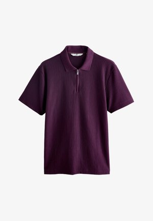 Next, REGULAR FIT - TEXTURED SMART ZIP NECK POLO SHIRT . - Polo - purple
