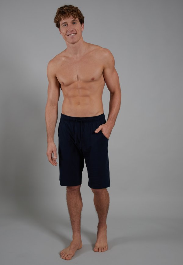 Nachtwäsche Hose - blau mittel uni