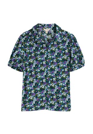Seasalt Cornwall Button-down blouse - teal crayon floral dark drift