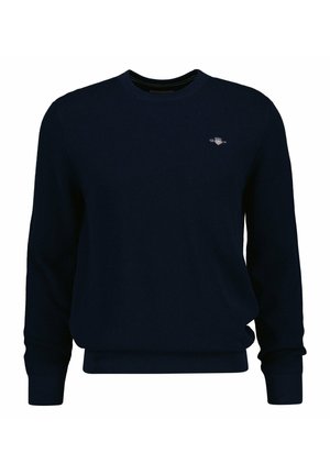 MIT RUNDHALS C-NECK, MICRO TEXTURED  - Sweater - blau