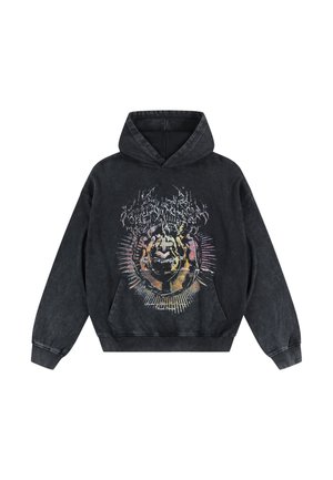 FAVELA, BURNING HEART HOODIE - Jersey con capucha - black washed
