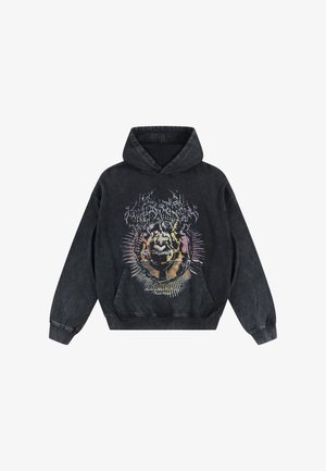 FAVELA, BURNING HEART HOODIE - Jersey con capucha - black washed